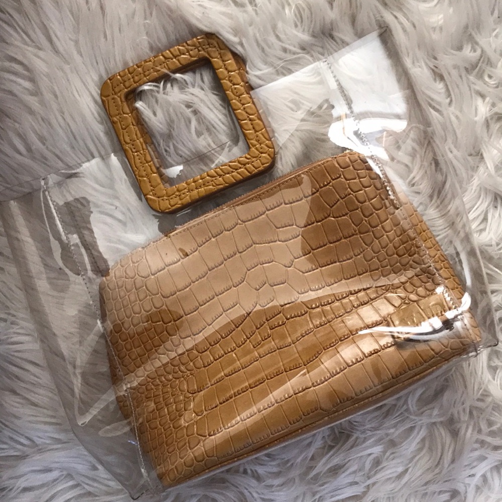 Staud Shirley Bag - Tan Croc Embossed